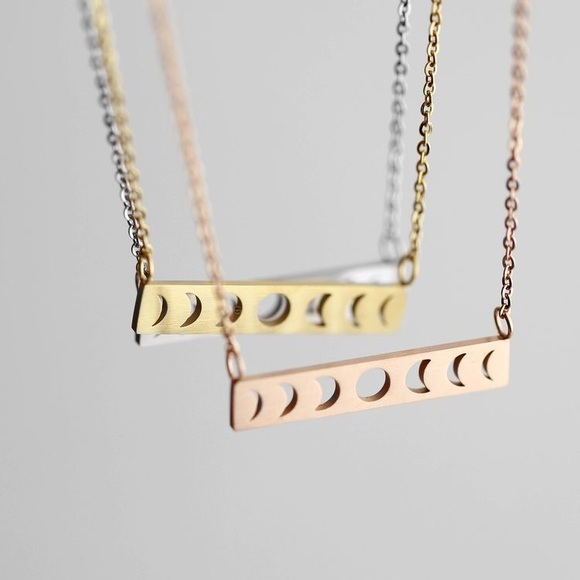 Urban Outfitters Jewelry - Rose Gold Phases fo the Moon Bar Necklace